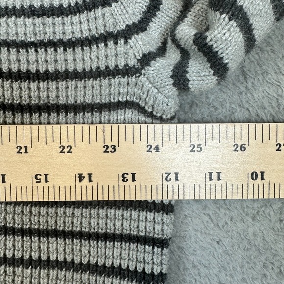 Nautica Shawl Collar Striped Mens‎ Sweater Sz XXL Gray Stretchy Embroidered Logo - Picture 7 of 11